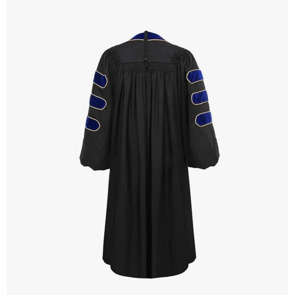 Deluxe Doctoral Graduation Gown Hood and Tam 6 Sided Package Royal blue Size 45 - Picture 4 of 6